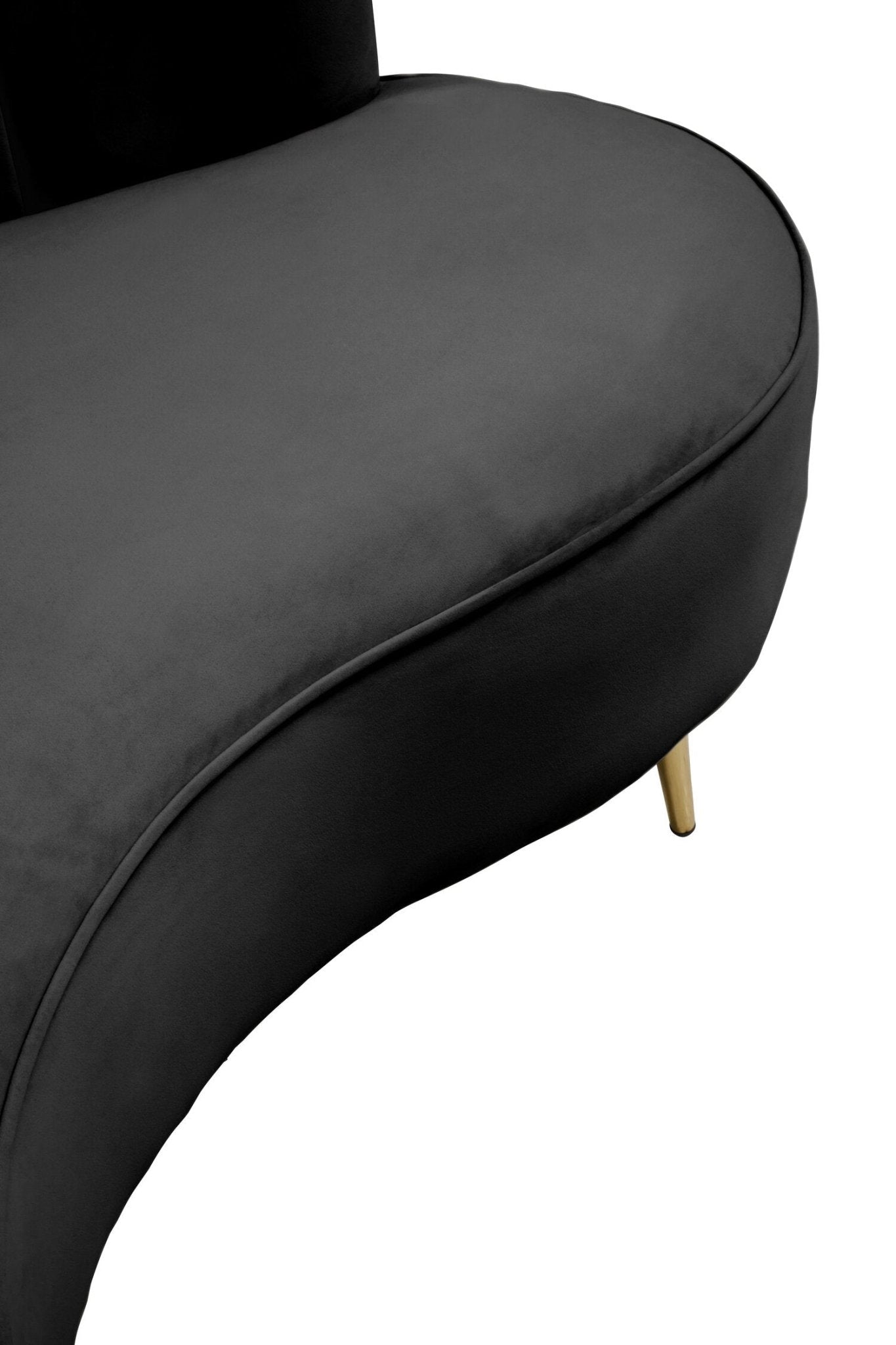 Hasna Three Seat Black Velvet Sofa | Luxury Home Accessories | Heulog Glow