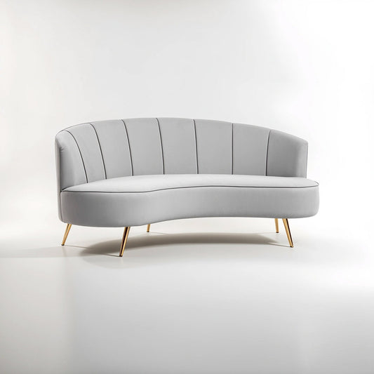 Hasna Three Seat Grey Velvet Sofa | Luxury Home Accessories | Heulog Glow
