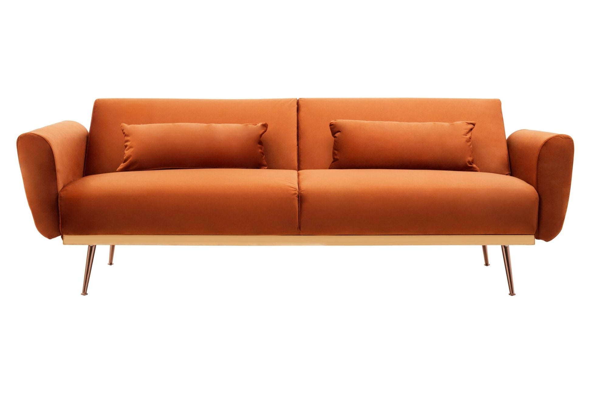 Hatton Burnt Orange Velvet Sofa Bed | Luxury Home Accessories | Heulog Glow