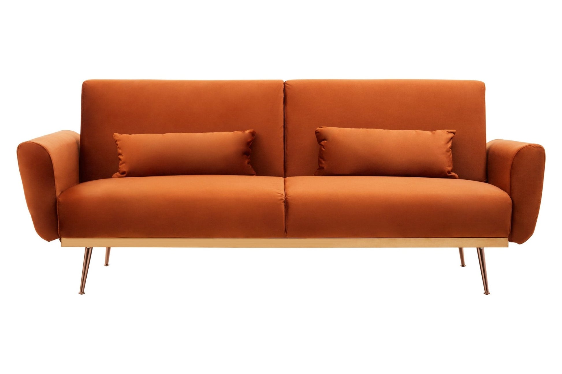 Hatton Burnt Orange Velvet Sofa Bed | Luxury Home Accessories | Heulog Glow