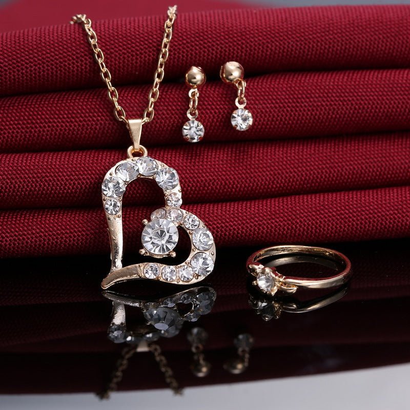 Heart Pendant Jewelry Set Rhinestone Jewellery | Luxury Home Accessories | Heulog Glow