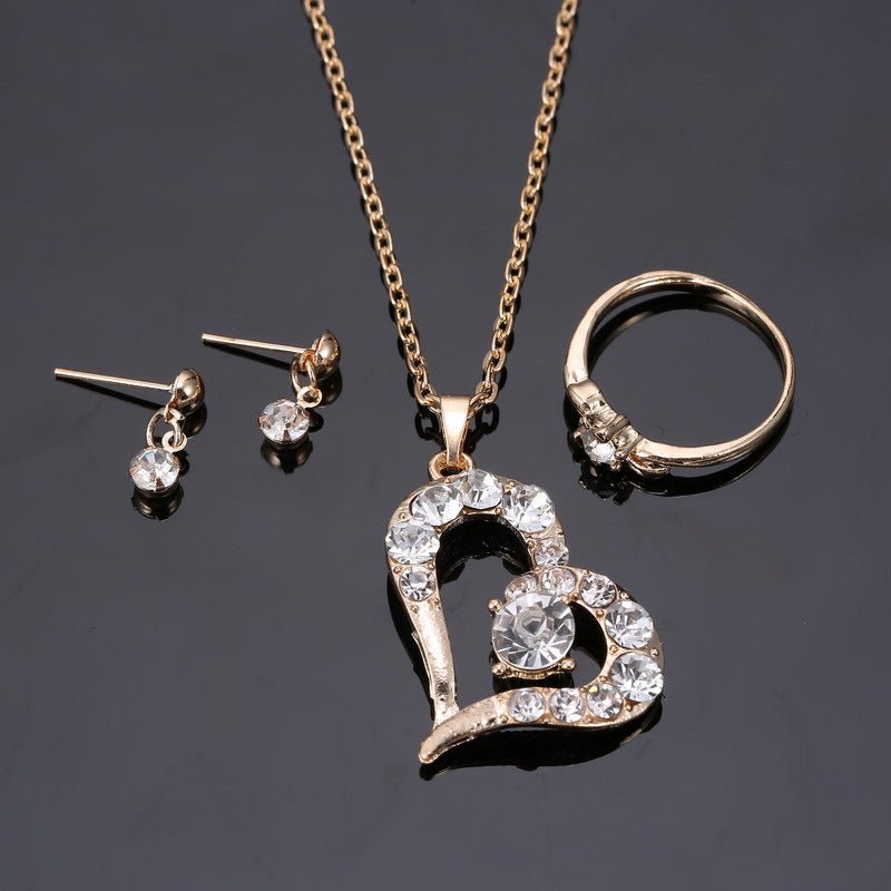 Heart Pendant Jewelry Set Rhinestone Jewellery | Luxury Home Accessories | Heulog Glow