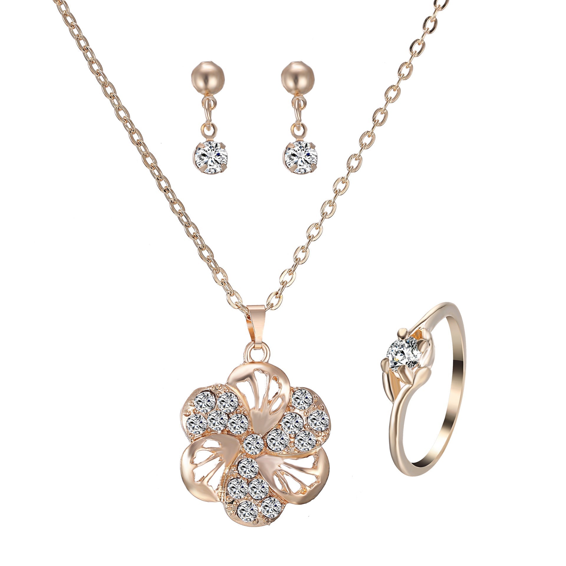 Heart Pendant Jewelry Set Rhinestone Jewellery | Luxury Home Accessories | Heulog Glow