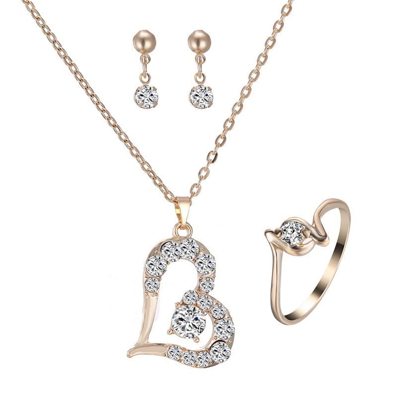 Heart Pendant Jewelry Set Rhinestone Jewellery | Luxury Home Accessories | Heulog Glow