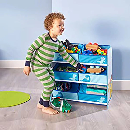 Hello Home Kids Bedroom Toy Storage Unit with 6 Fabric Storage Boxes - Dinosaur | Luxury Home Accessories | Heulog Glow