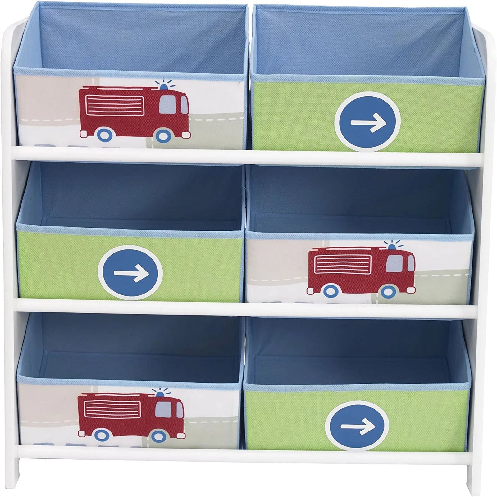 Hello Home Kids Bedroom Toy Storage Unit with 6 Fabric Storage Boxes - Vehicles | Luxury Home Accessories | Heulog Glow