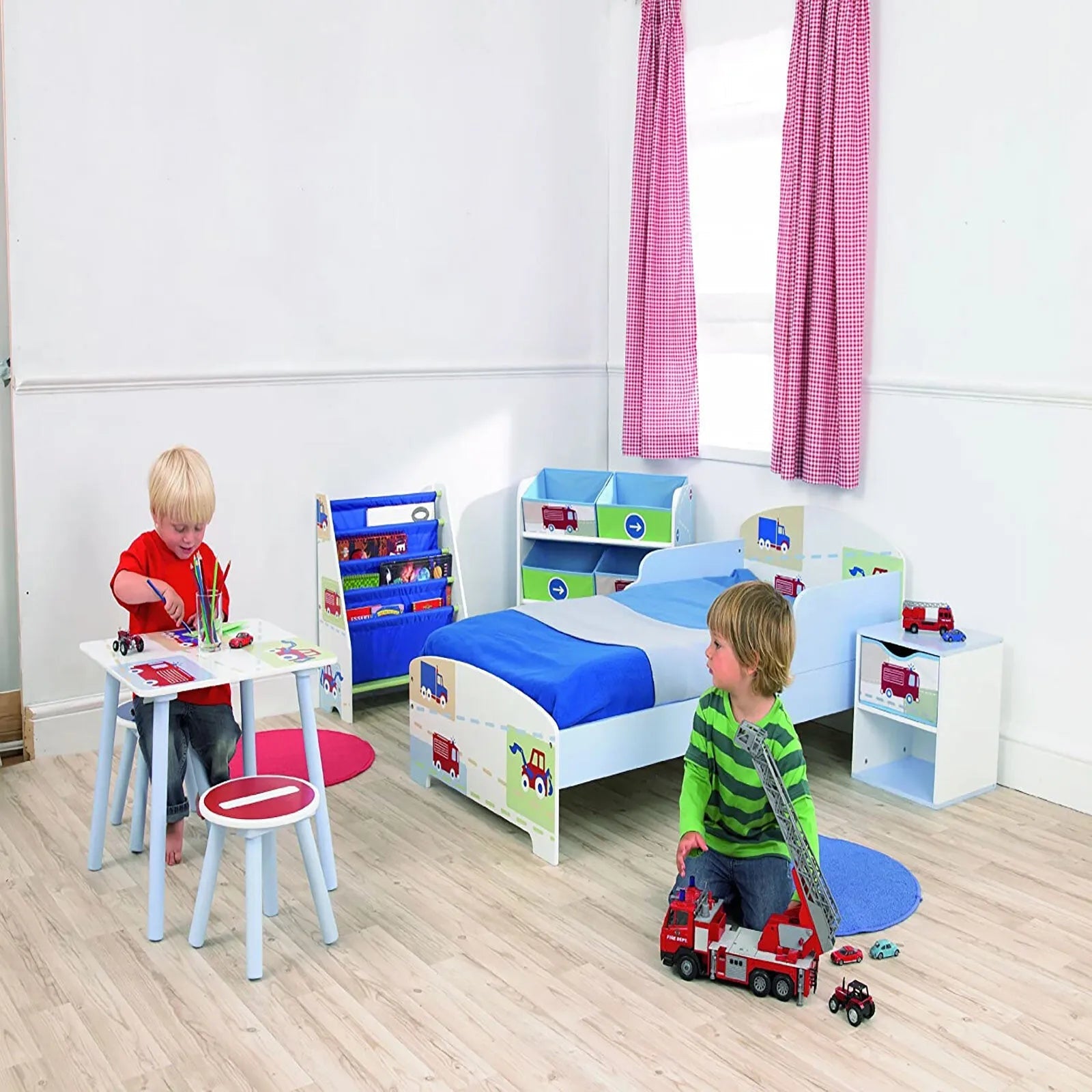 Hello Home Kids Bedroom Toy Storage Unit with 6 Fabric Storage Boxes - Vehicles | Luxury Home Accessories | Heulog Glow