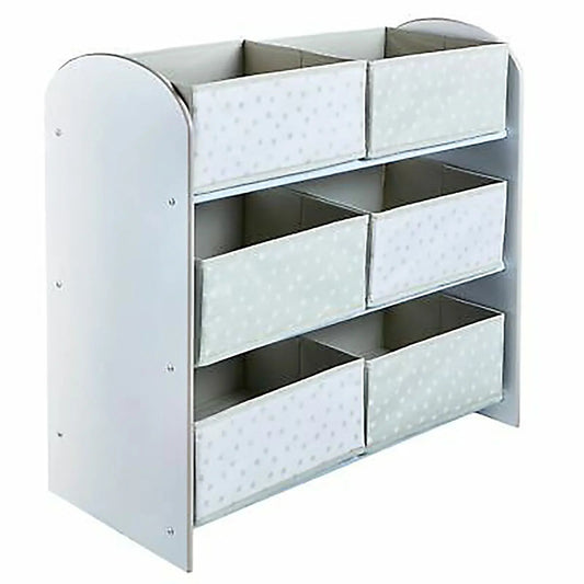 Hello Home Kids Bedroom Toy Storage Unit with 6 Fabric Storage Boxes - White | Luxury Home Accessories | Heulog Glow