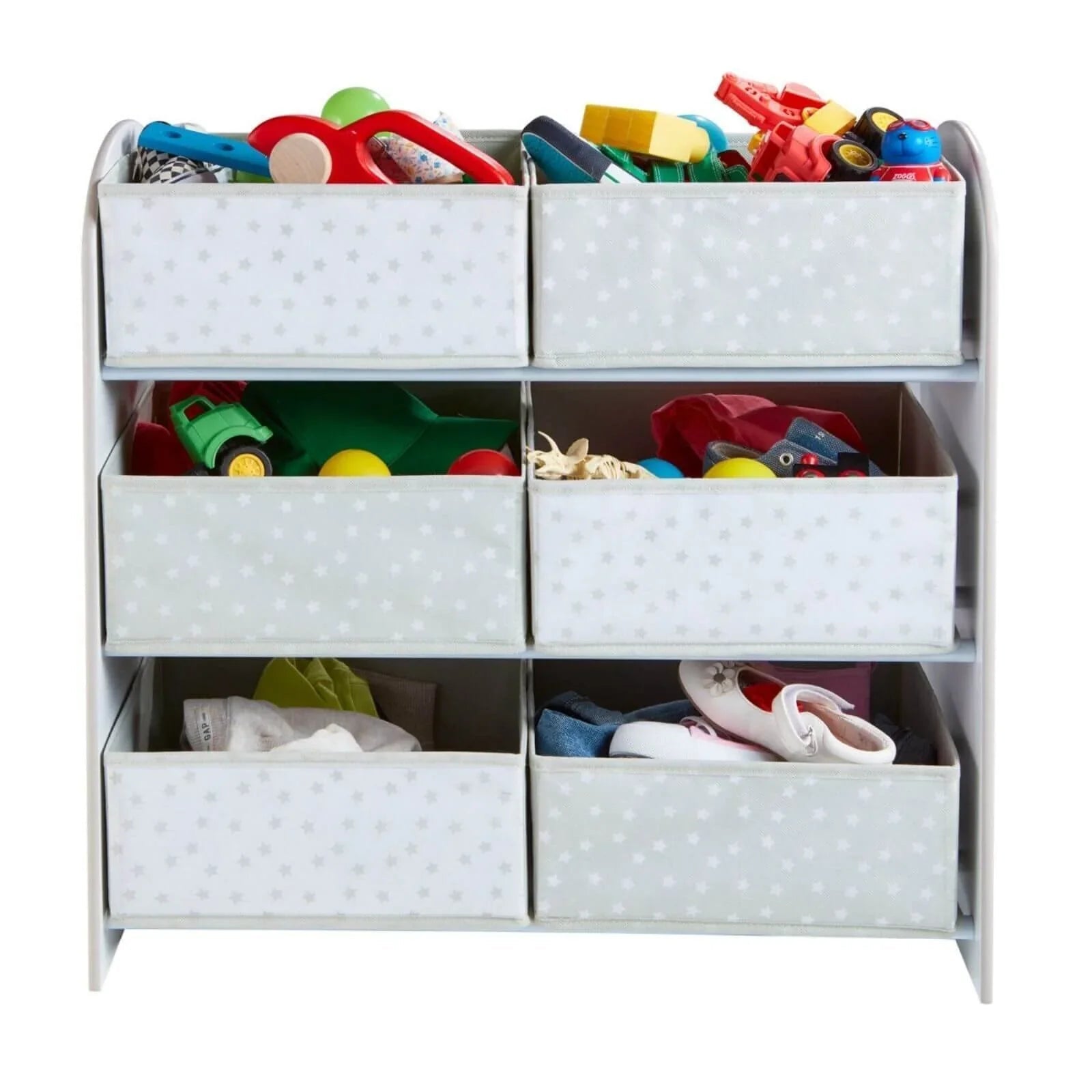 Hello Home Kids Bedroom Toy Storage Unit with 6 Fabric Storage Boxes - White | Luxury Home Accessories | Heulog Glow