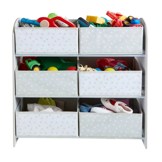 Hello Home Kids Bedroom Toy Storage Unit with 6 Fabric Storage Boxes - White | Luxury Home Accessories | Heulog Glow