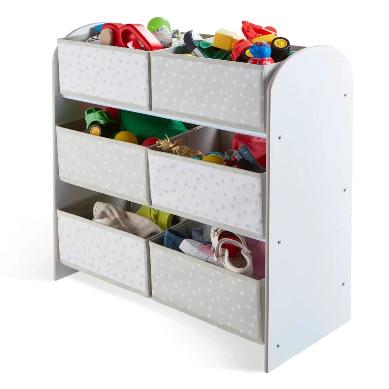 Hello Home Kids Bedroom Toy Storage Unit with 6 Fabric Storage Boxes - White | Luxury Home Accessories | Heulog Glow