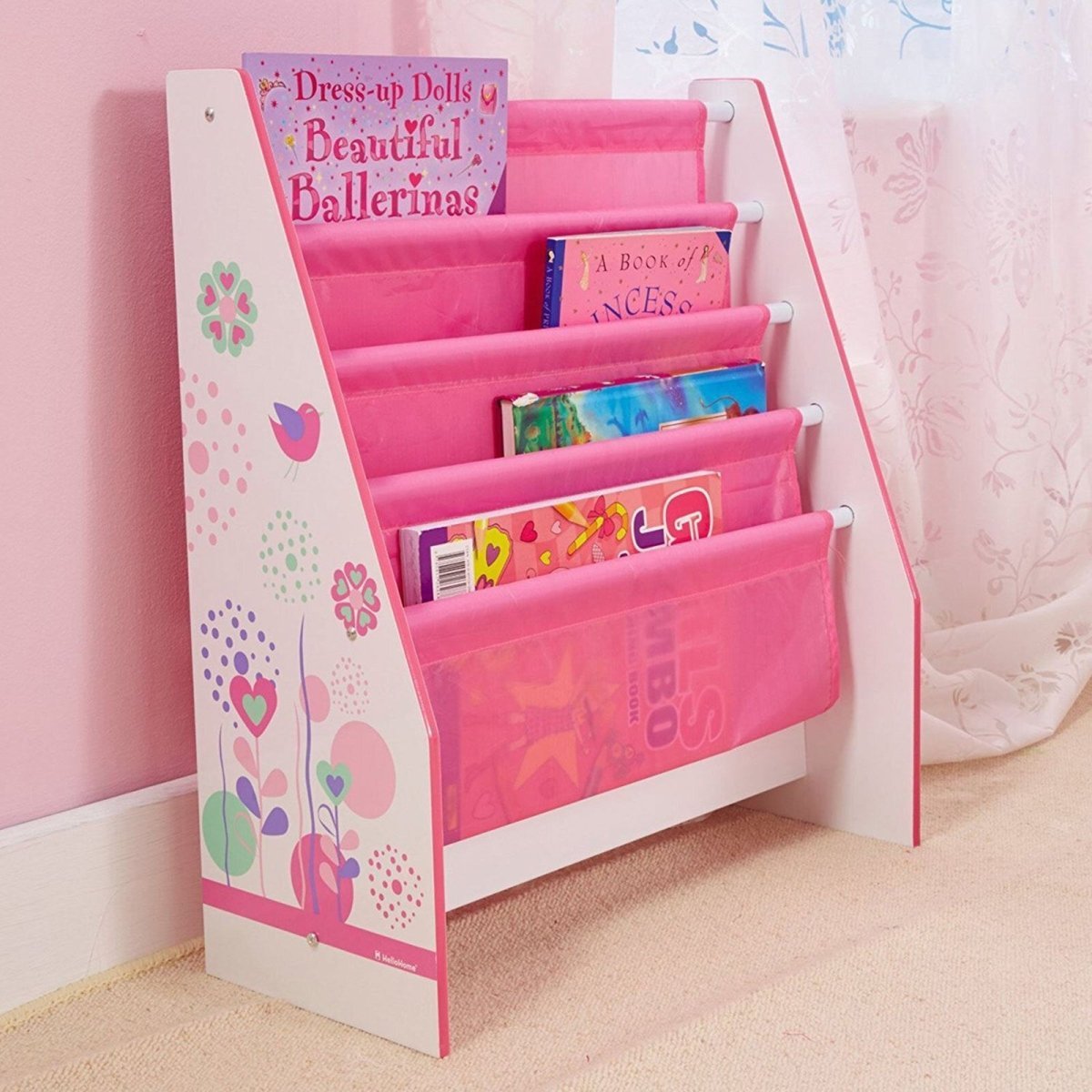 Hello Home Kids Sling Bookcase - Flowers and Birds | Luxury Home Accessories | Heulog Glow