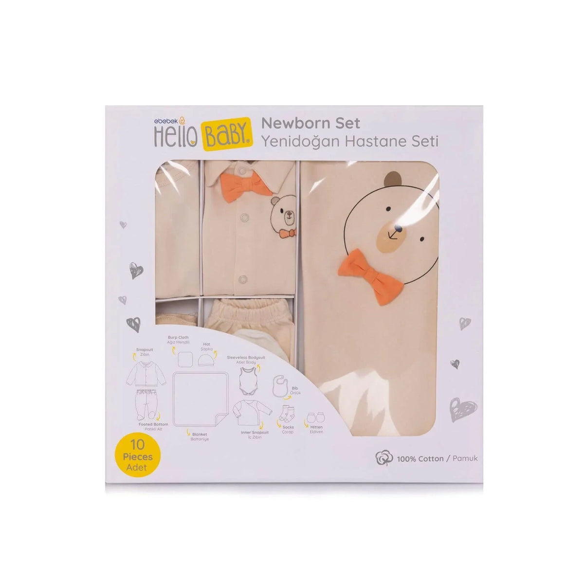 HelloBaby Boy Newborn Set 10 pcs - Ecru | Luxury Home Accessories | Heulog Glow