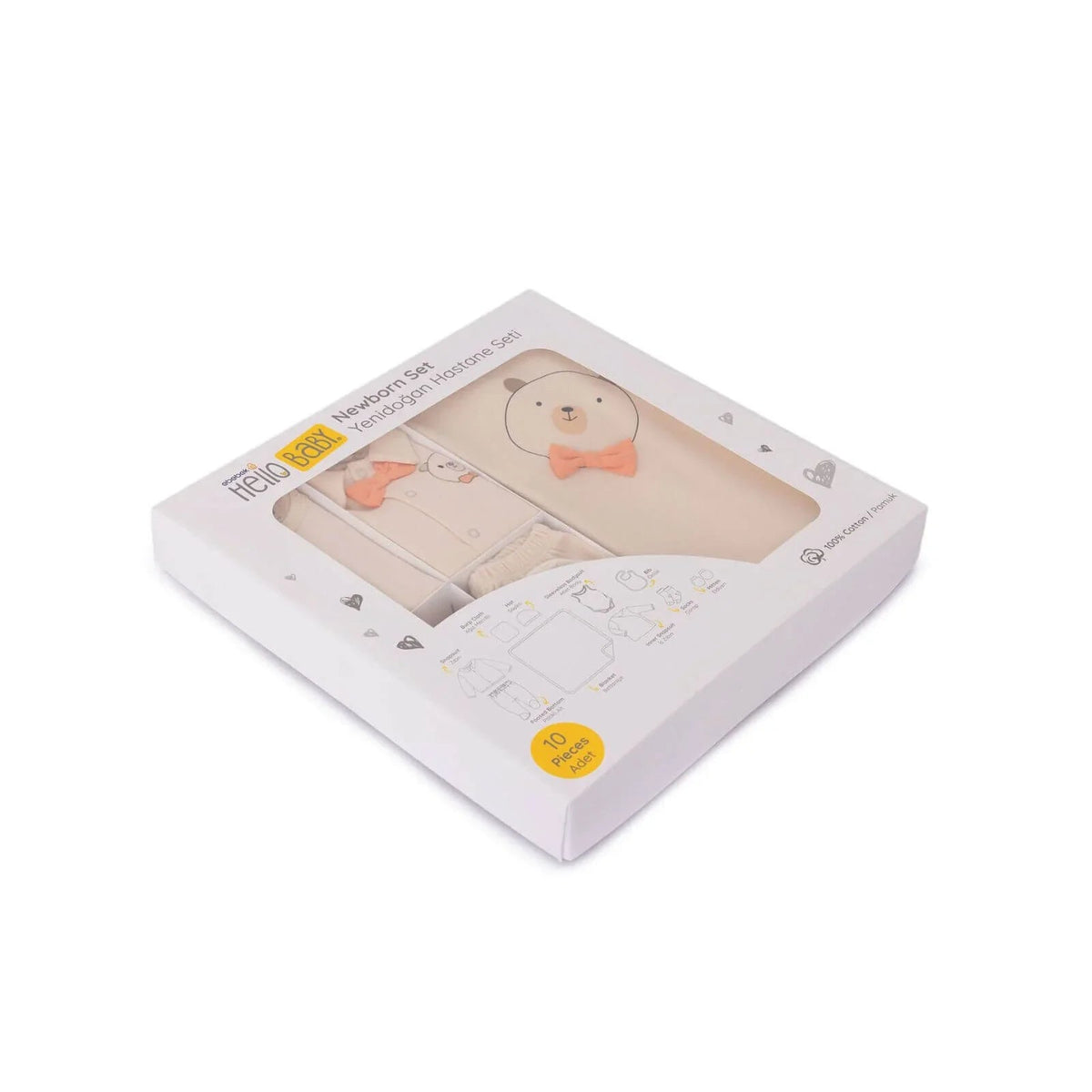 HelloBaby Boy Newborn Set 10 pcs - Ecru | Luxury Home Accessories | Heulog Glow