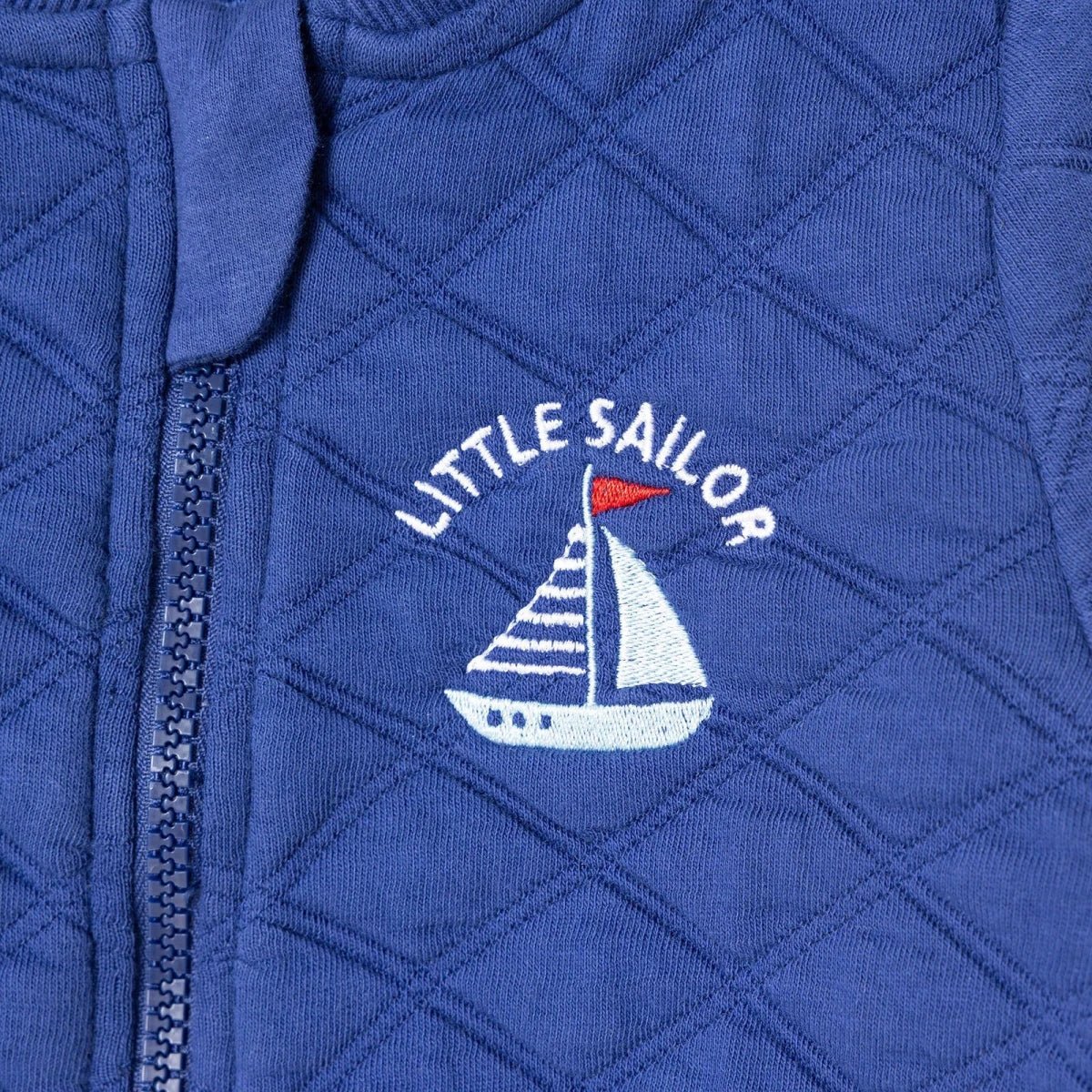HelloBaby Boys Quilted Cardigan Nautical Print Zip Fastening Little Sailor Crew Neck Long Sleeve - Navy Blue | Luxury Home Accessories | Heulog Glow