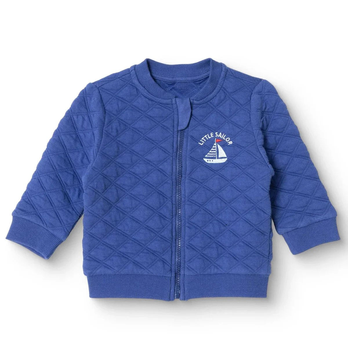 HelloBaby Boys Quilted Cardigan Nautical Print Zip Fastening Little Sailor Crew Neck Long Sleeve - Navy Blue | Luxury Home Accessories | Heulog Glow