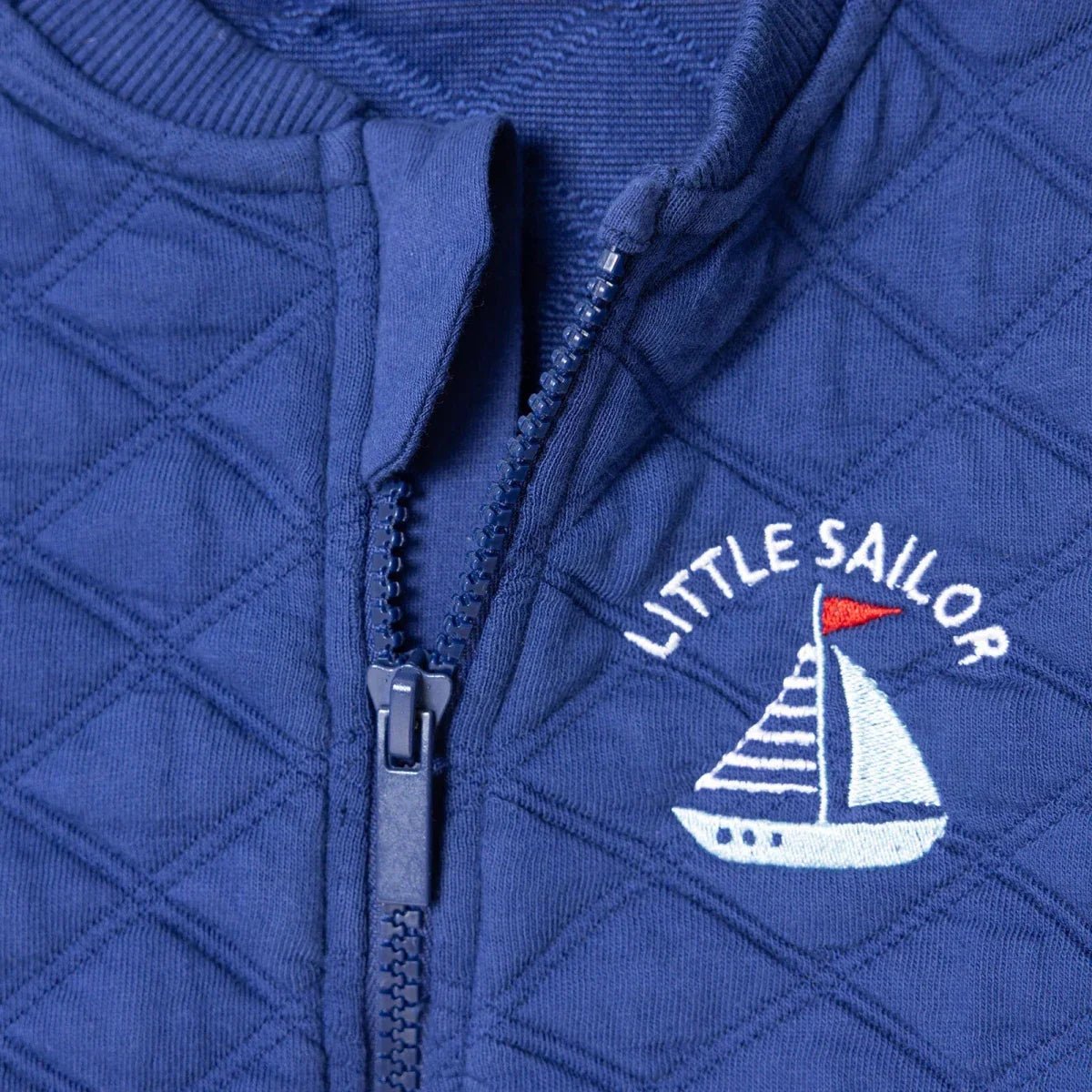 HelloBaby Boys Quilted Cardigan Nautical Print Zip Fastening Little Sailor Crew Neck Long Sleeve - Navy Blue | Luxury Home Accessories | Heulog Glow