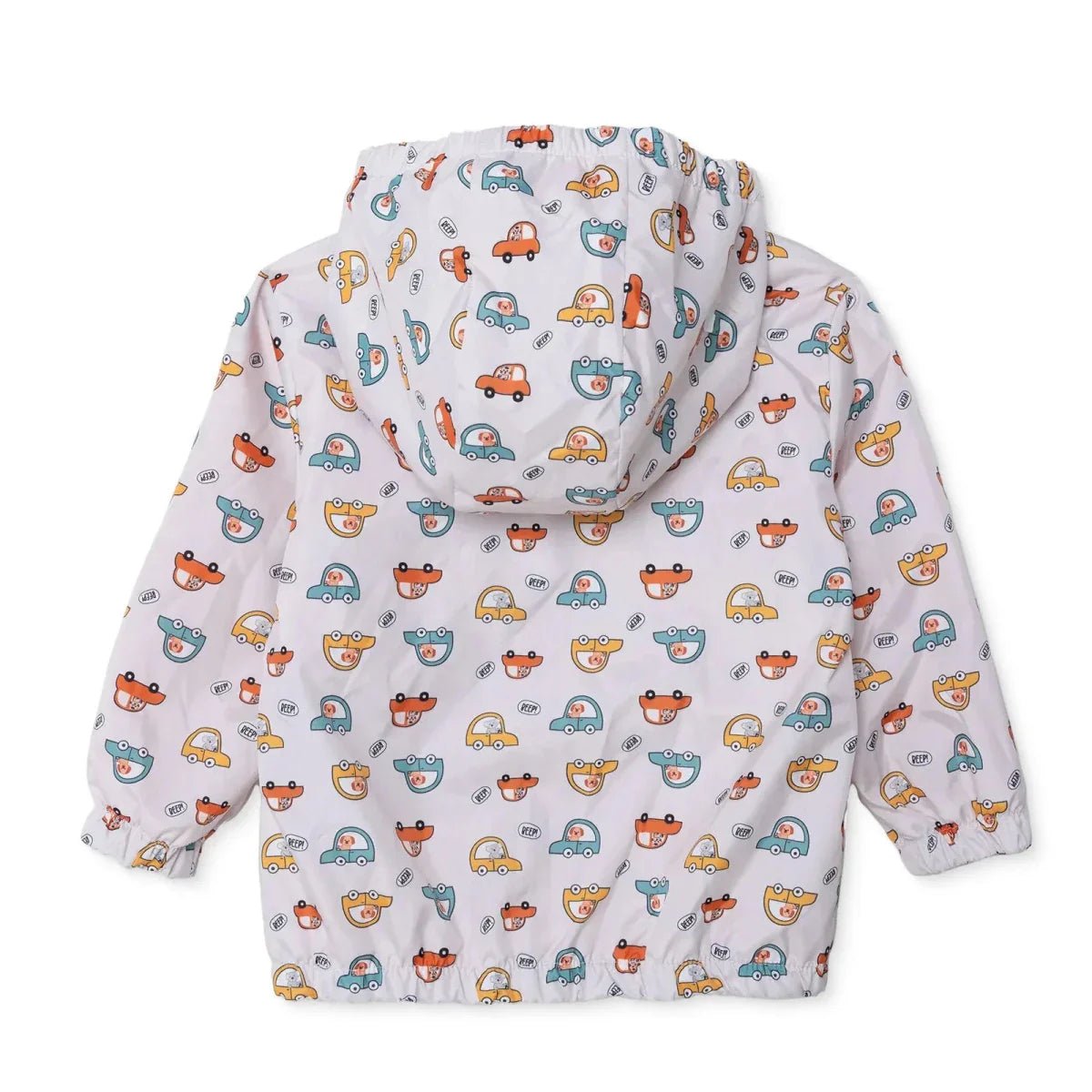 HelloBaby Boys Raincoat Car Print Zip Fastening Hooded Long Sleeve - Ecru Printed | Luxury Home Accessories | Heulog Glow
