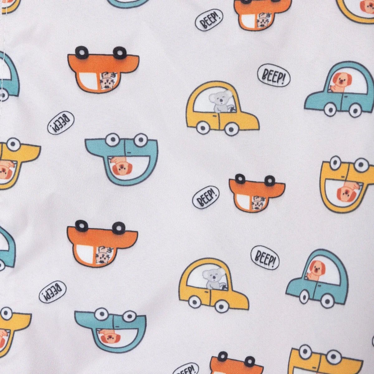 HelloBaby Boys Raincoat Car Print Zip Fastening Hooded Long Sleeve - Ecru Printed | Luxury Home Accessories | Heulog Glow