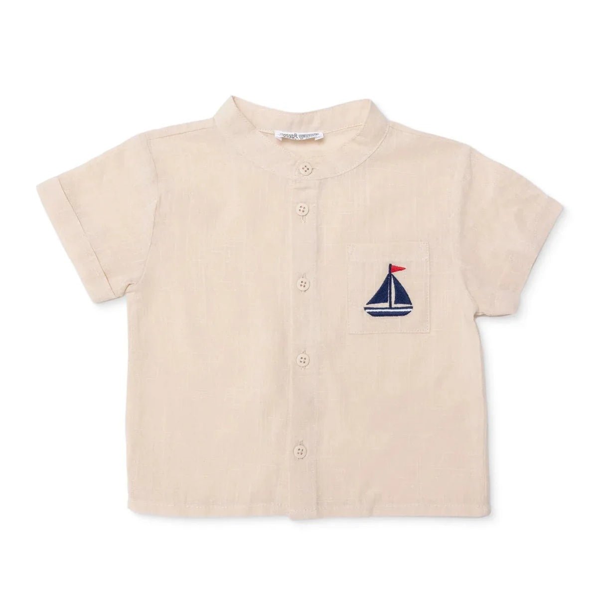 HelloBaby Boys Shirt Nautical Print Buttoned Little Sailor Mandarin Collar Long Sleeve - Beige | Luxury Home Accessories | Heulog Glow