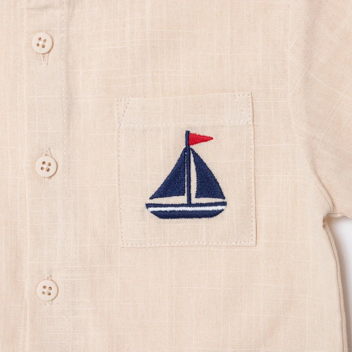 HelloBaby Boys Shirt Nautical Print Buttoned Little Sailor Mandarin Collar Long Sleeve - Beige | Luxury Home Accessories | Heulog Glow