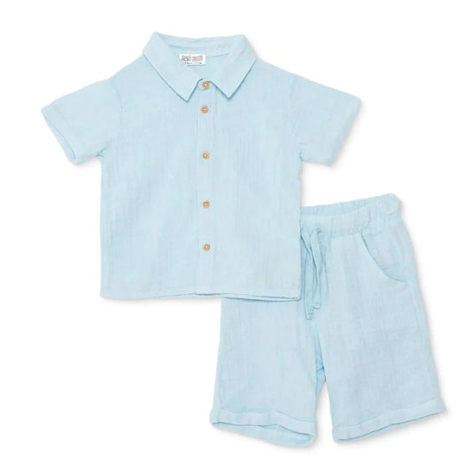 HelloBaby Boys Shirt & Shorts Set Buttoned Little Sailor Shirt Collar Above the Knee Short Sleeve - Blue | Luxury Home Accessories | Heulog Glow