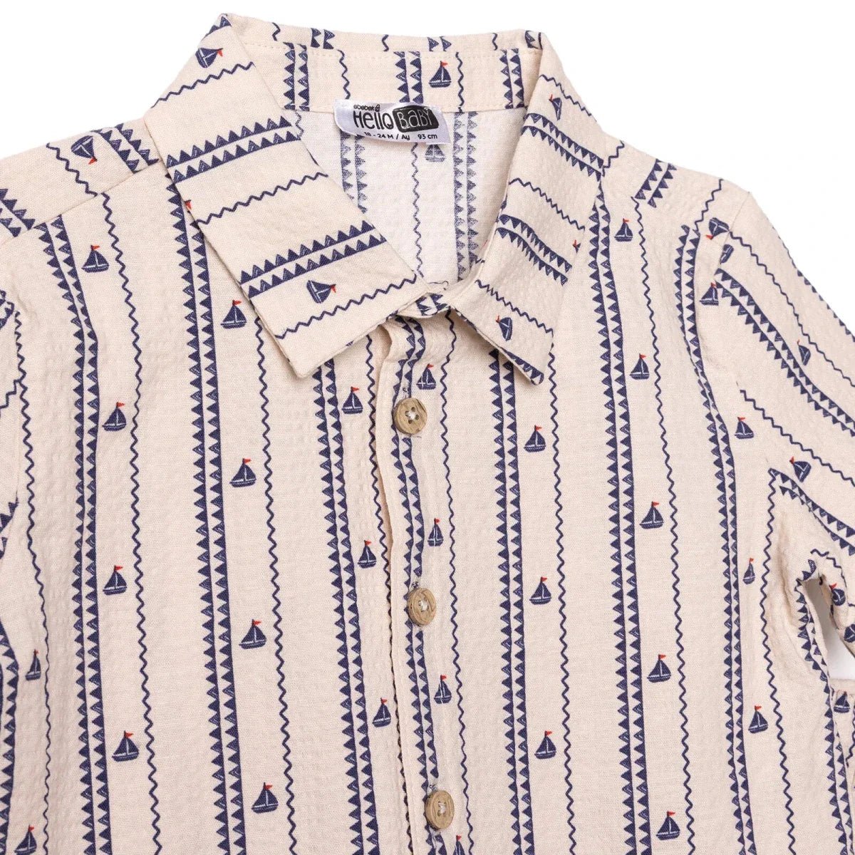 HelloBaby Boys Shirt & Shorts Set Buttoned Little Sailor Shirt Collar Above the Knee Short Sleeve - Ecru Printed | Luxury Home Accessories | Heulog Glow