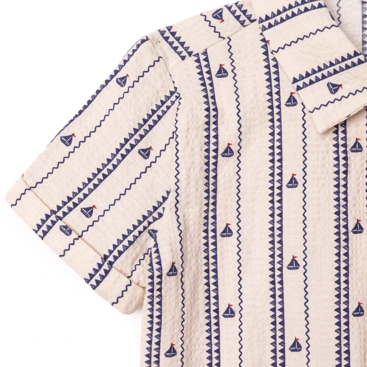 HelloBaby Boys Shirt & Shorts Set Buttoned Little Sailor Shirt Collar Above the Knee Short Sleeve - Ecru Printed | Luxury Home Accessories | Heulog Glow