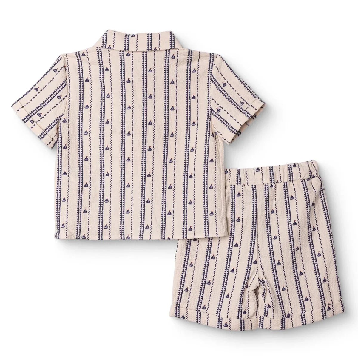 HelloBaby Boys Shirt & Shorts Set Buttoned Little Sailor Shirt Collar Above the Knee Short Sleeve - Ecru Printed | Luxury Home Accessories | Heulog Glow