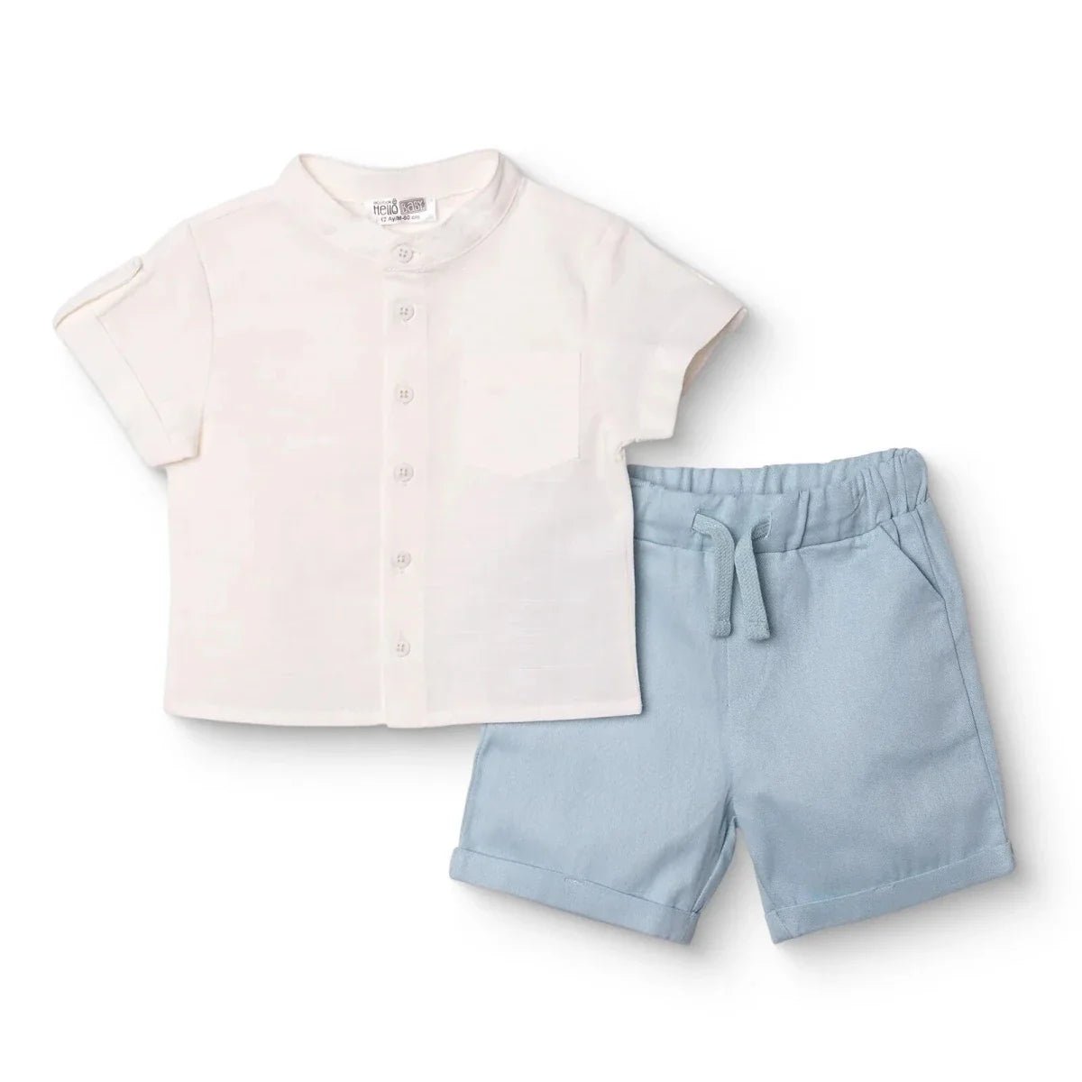HelloBaby Boys Shirt & Shorts Set Buttoned Smart Line Mandarin Collar Above the Knee Short Sleeve - White | Luxury Home Accessories | Heulog Glow