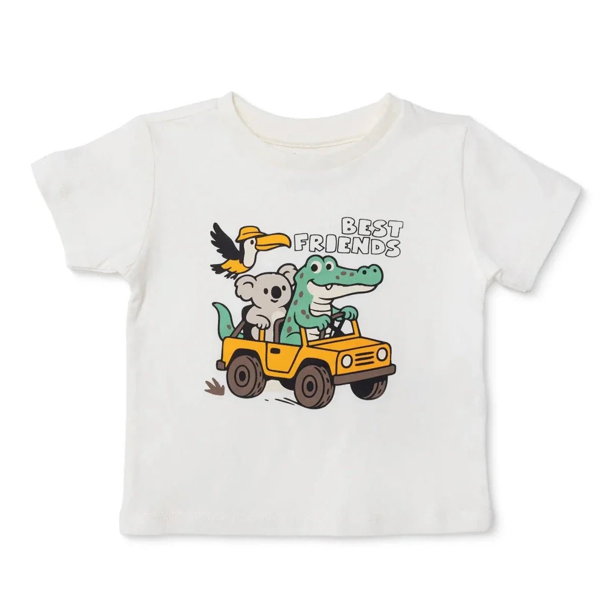 HelloBaby Boys T-shirt Animal Print Crew Neck Short Sleeve - Ecru | Luxury Home Accessories | Heulog Glow