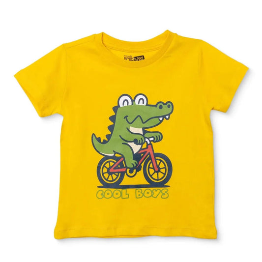 HelloBaby Boys T-shirt Animal Print Crew Neck Short Sleeve - Yellow | Luxury Home Accessories | Heulog Glow