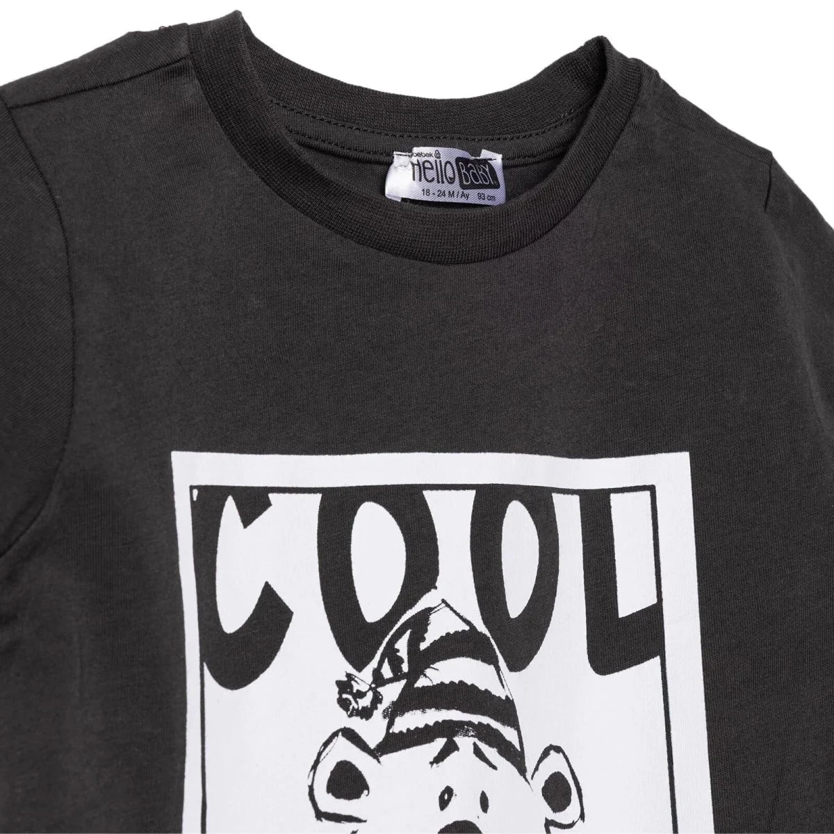 HelloBaby Boys T-Shirt & Trousers Set Bear Print Cool Boy Crew Neck Full Length Short Sleeve - Anthracite | Luxury Home Accessories | Heulog Glow