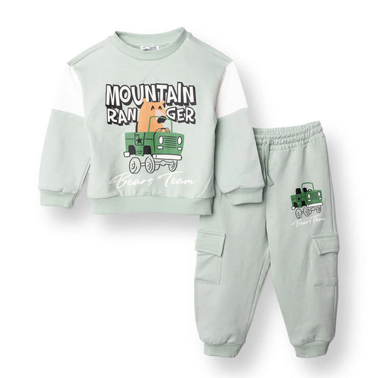 HelloBaby Boys Tracksuit Animal Crew Neck Long Leg Long Sleeve - Green | Luxury Home Accessories | Heulog Glow
