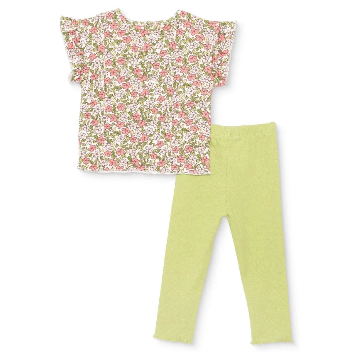 HelloBaby Girls Blouse-Leggings Flower Pastel Dreams Crew Neck Long Leg Short Sleeve - Ecru Printed | Luxury Home Accessories | Heulog Glow