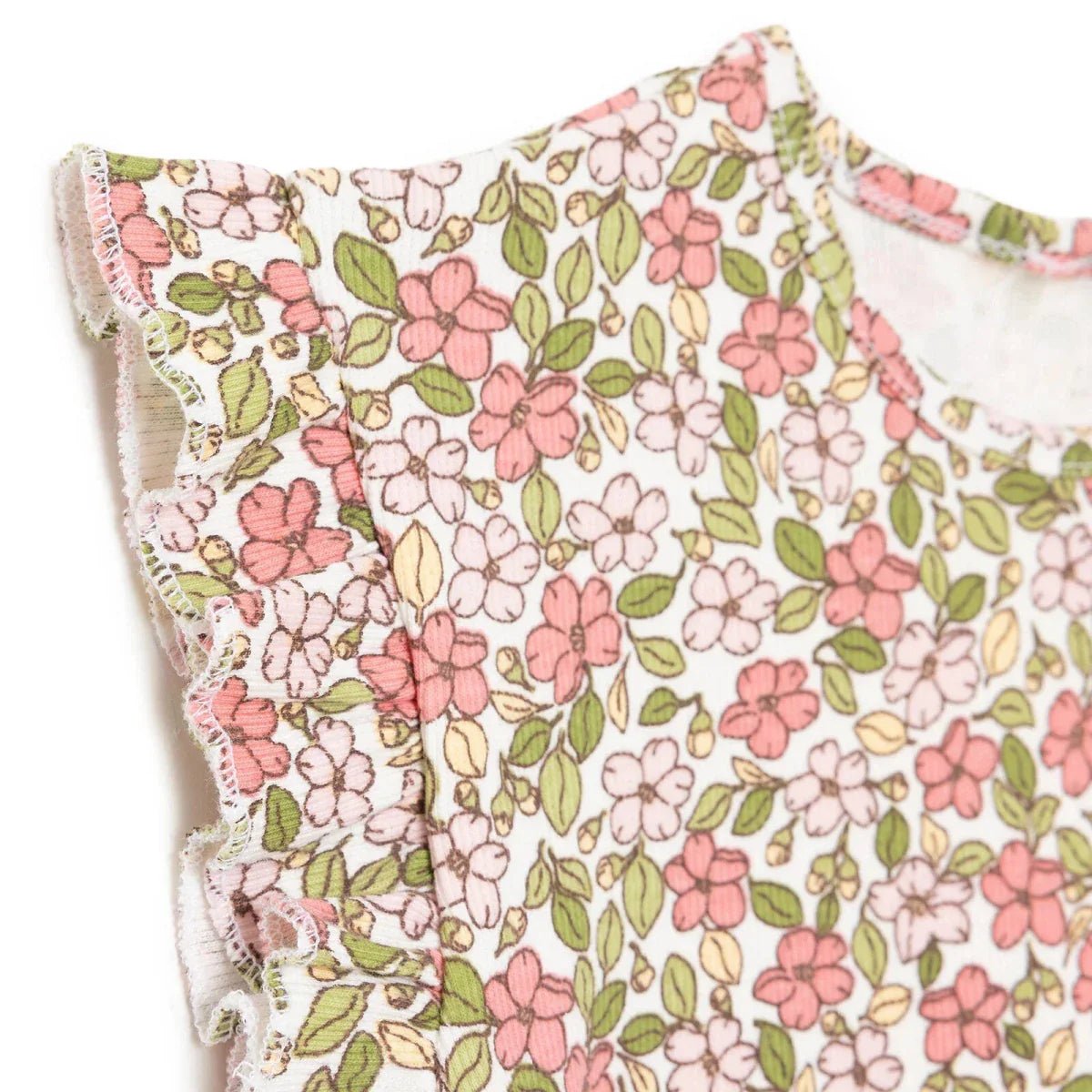 HelloBaby Girls Blouse-Leggings Flower Pastel Dreams Crew Neck Long Leg Short Sleeve - Ecru Printed | Luxury Home Accessories | Heulog Glow
