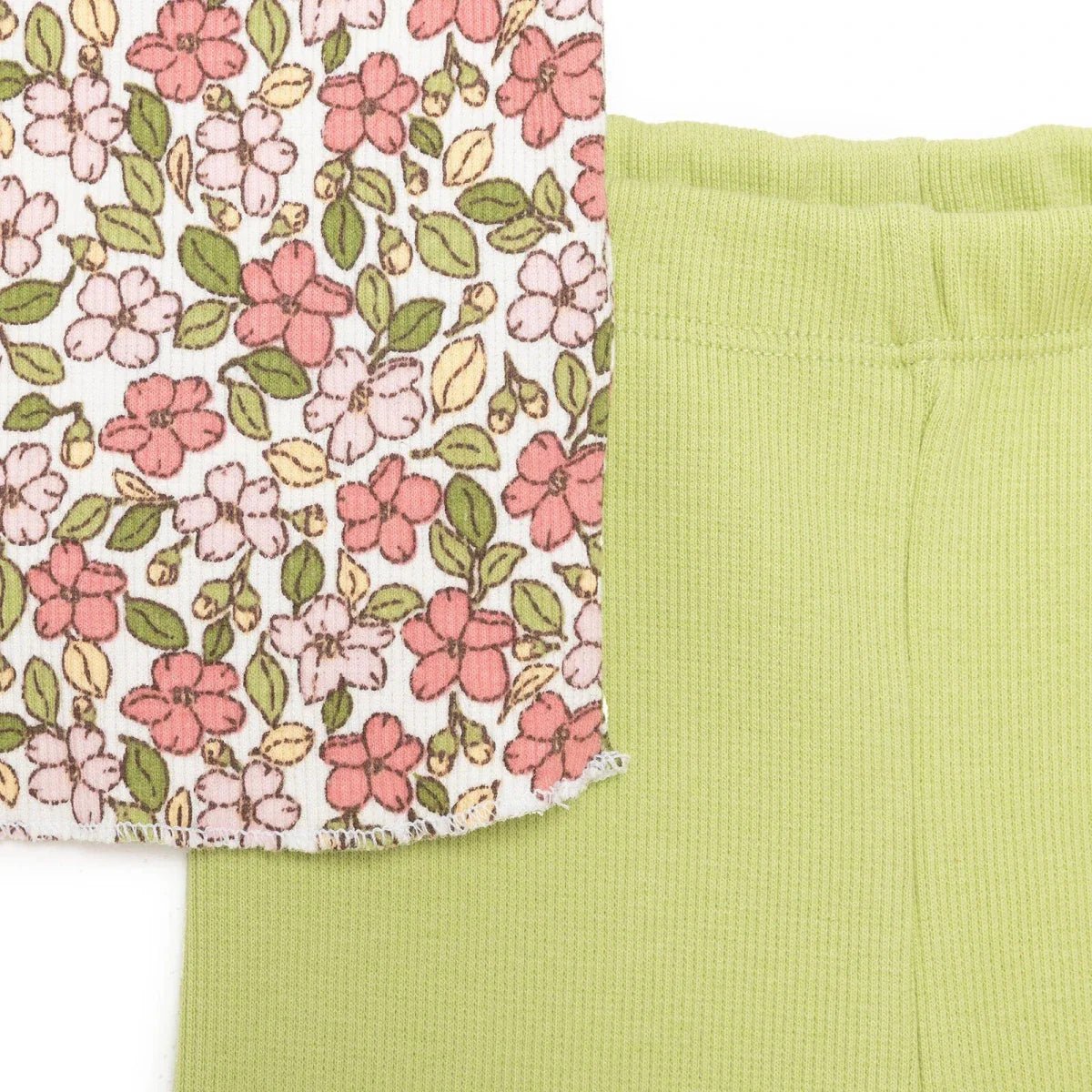 HelloBaby Girls Blouse-Leggings Flower Pastel Dreams Crew Neck Long Leg Short Sleeve - Ecru Printed | Luxury Home Accessories | Heulog Glow