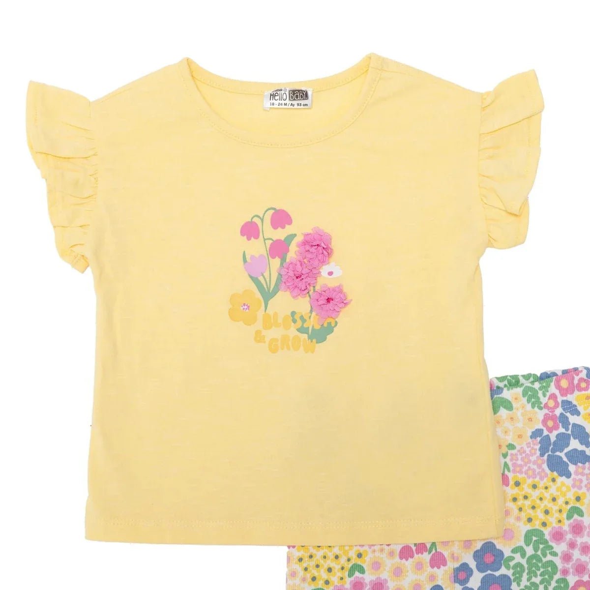 HelloBaby Girls Blouse & Leggings Set Ditsy Flower Crew Neck Full Length Short Sleeve - Yellow | Luxury Home Accessories | Heulog Glow