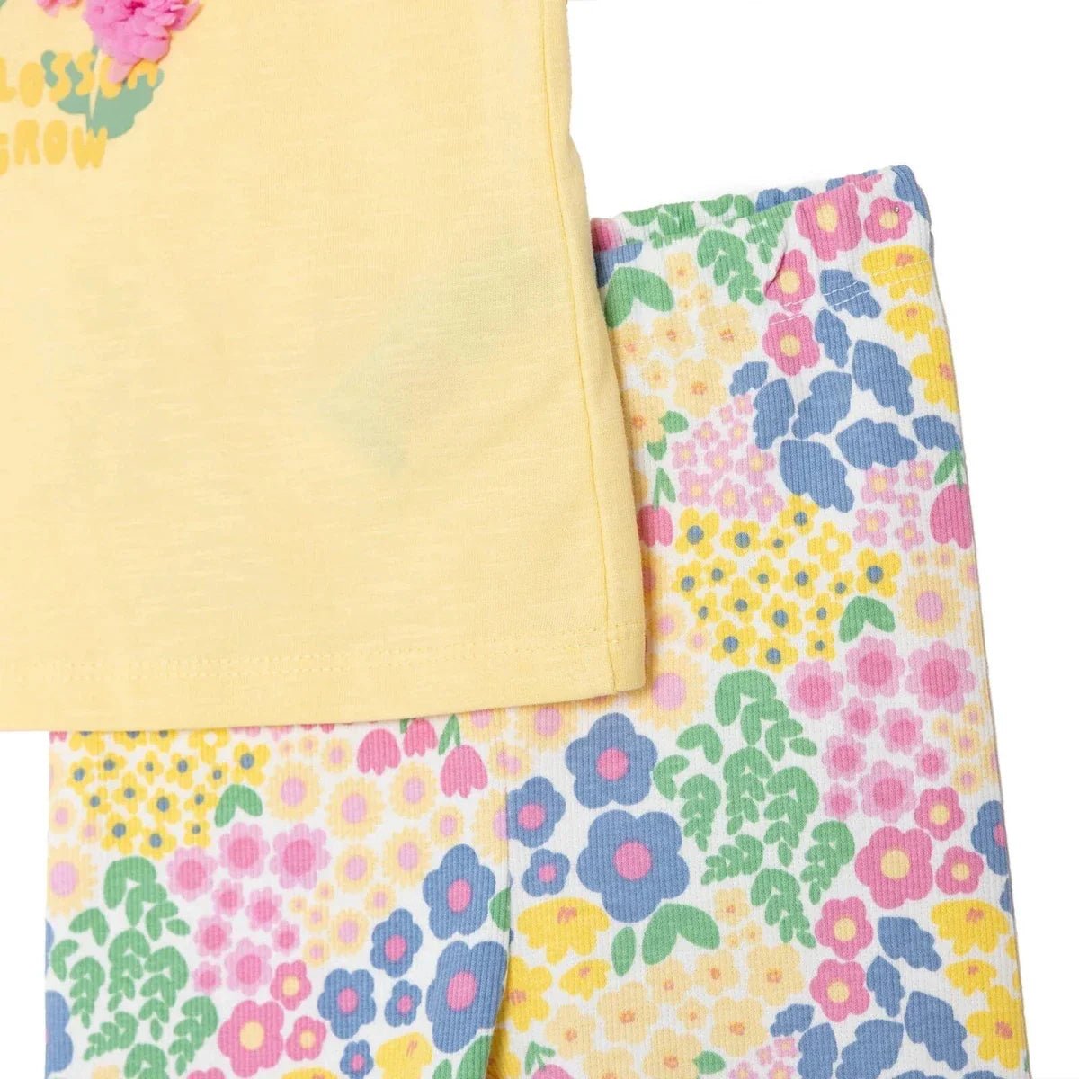 HelloBaby Girls Blouse & Leggings Set Ditsy Flower Crew Neck Full Length Short Sleeve - Yellow | Luxury Home Accessories | Heulog Glow