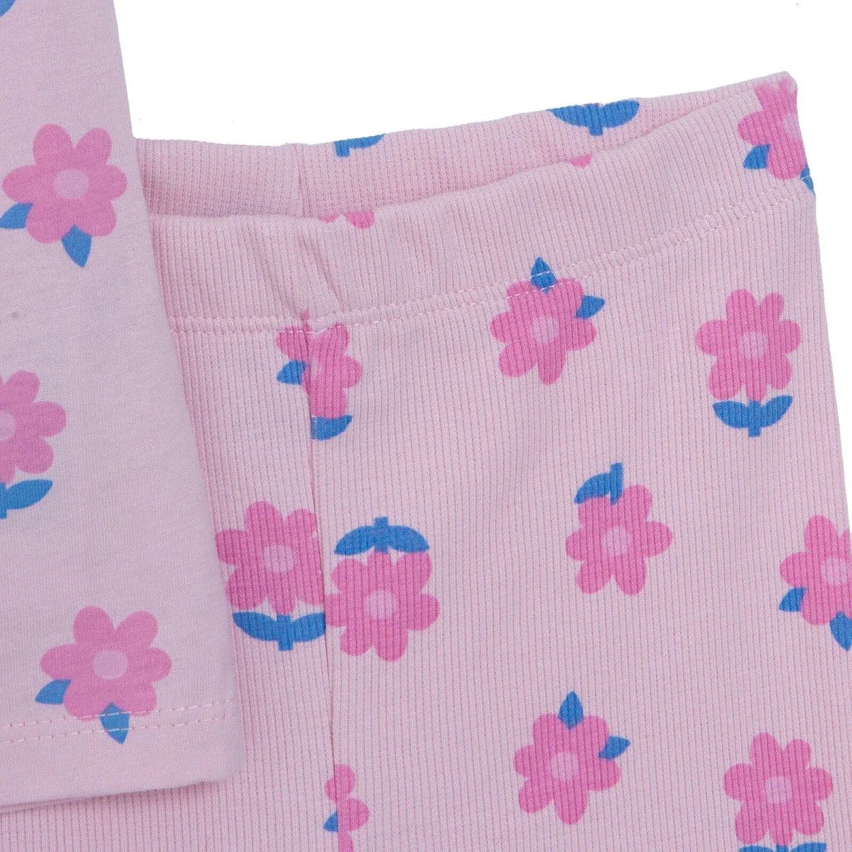 HelloBaby Girls Blouse & Leggings Set Floral Print Ditsy Flower Crew Neck Full Length Short Sleeve - Pink Printed | Luxury Home Accessories | Heulog Glow