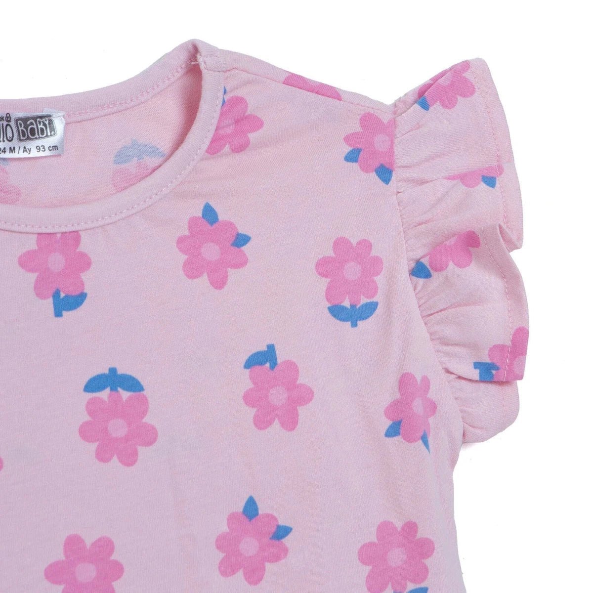 HelloBaby Girls Blouse & Leggings Set Floral Print Ditsy Flower Crew Neck Full Length Short Sleeve - Pink Printed | Luxury Home Accessories | Heulog Glow