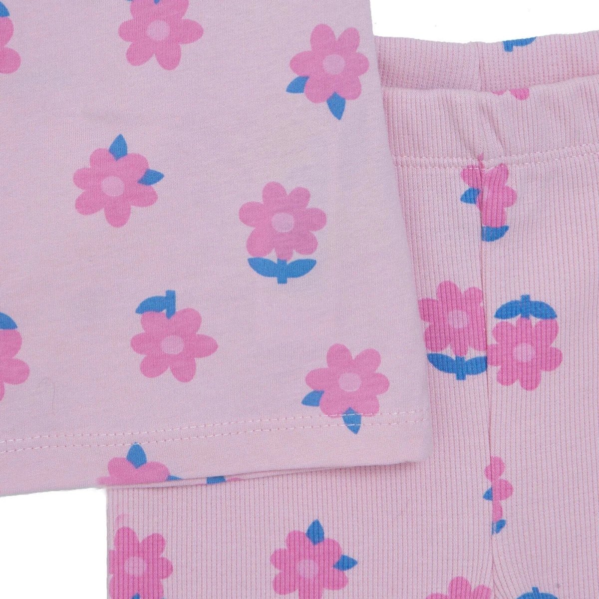 HelloBaby Girls Blouse & Leggings Set Floral Print Ditsy Flower Crew Neck Full Length Short Sleeve - Pink Printed | Luxury Home Accessories | Heulog Glow
