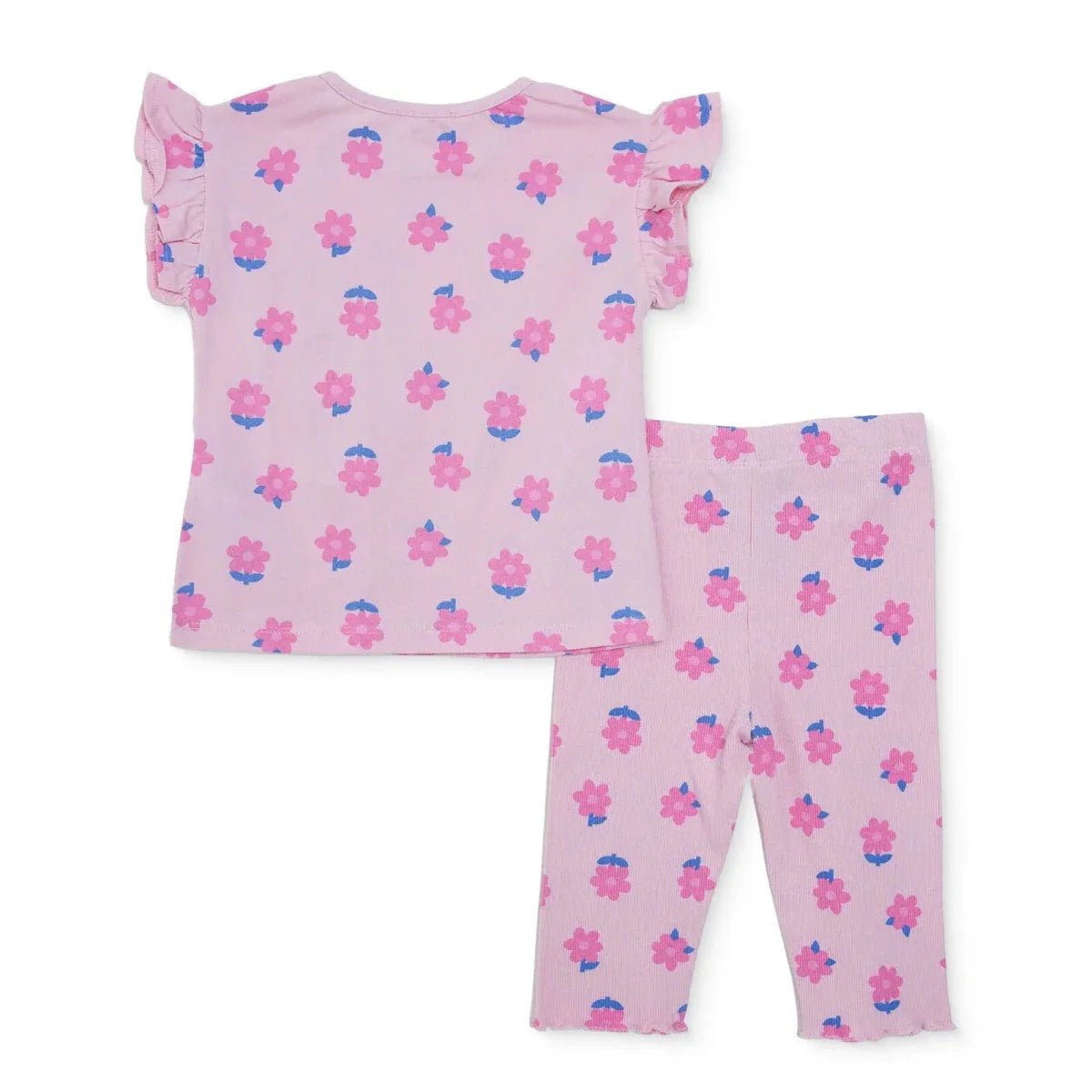 HelloBaby Girls Blouse & Leggings Set Floral Print Ditsy Flower Crew Neck Full Length Short Sleeve - Pink Printed | Luxury Home Accessories | Heulog Glow