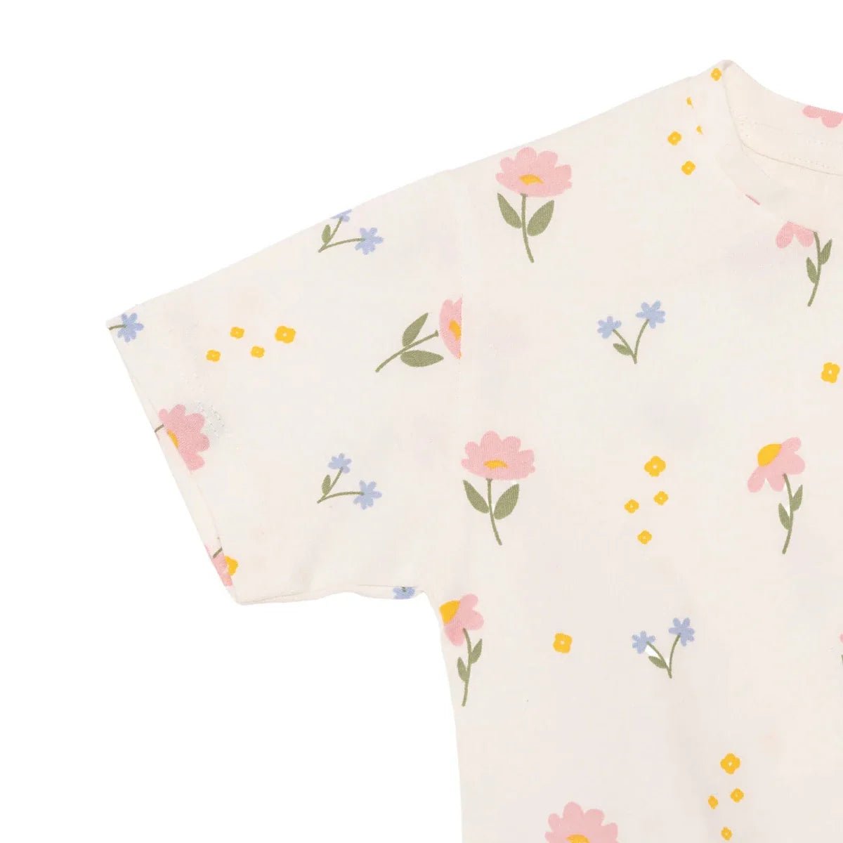 HelloBaby Girls Blouse & Leggings Set Floral Print Flower Garden Crew Neck Full Length Short Sleeve - Ecru Printed | Luxury Home Accessories | Heulog Glow