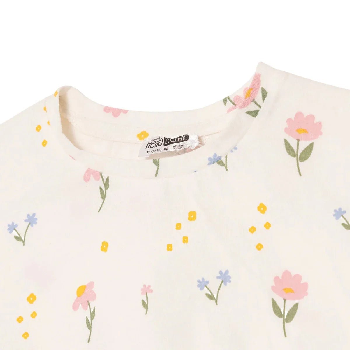 HelloBaby Girls Blouse & Leggings Set Floral Print Flower Garden Crew Neck Full Length Short Sleeve - Ecru Printed | Luxury Home Accessories | Heulog Glow