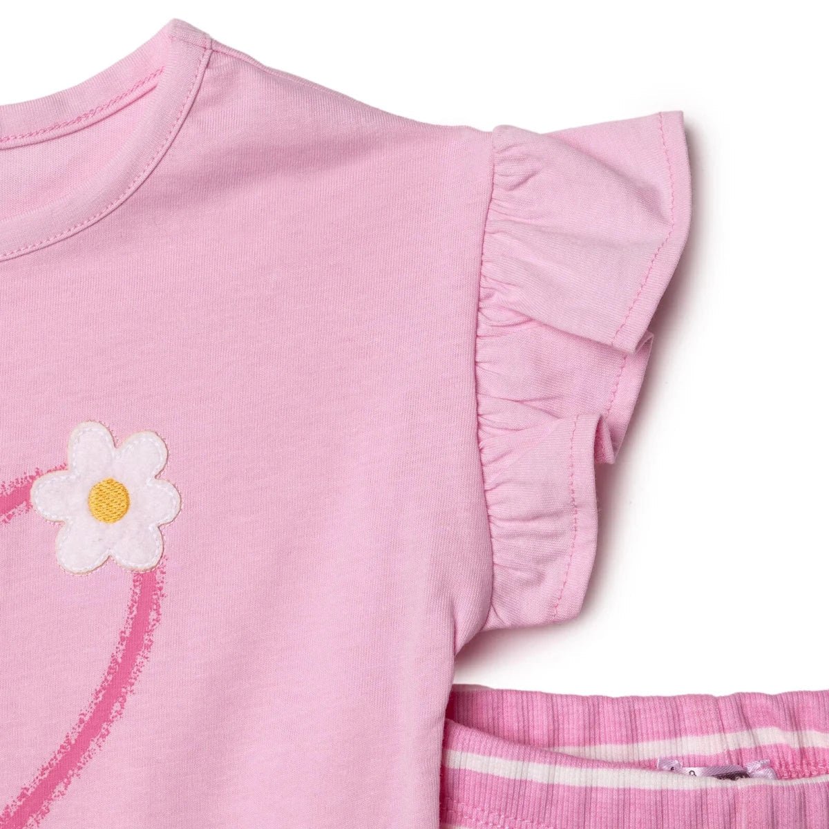 HelloBaby Girls Blouse & Leggings Set Heart Print Ditsy Flower Crew Neck Full Length Short Sleeve - Pink | Luxury Home Accessories | Heulog Glow