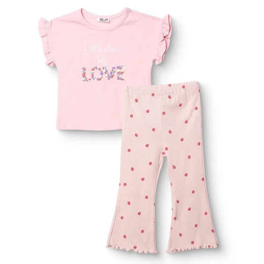 HelloBaby Girls Blouse & Leggings Set Text Print Pastel Dreams Crew Neck Full Length Short Sleeve - Pink | Luxury Home Accessories | Heulog Glow