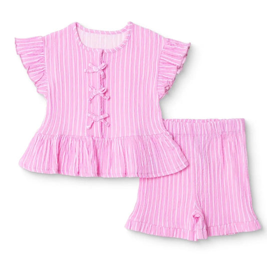 HelloBaby Girls Blouse & Shorts Set Ditsy Flower Crew Neck Short Length Short Sleeve - Pink Printed | Luxury Home Accessories | Heulog Glow