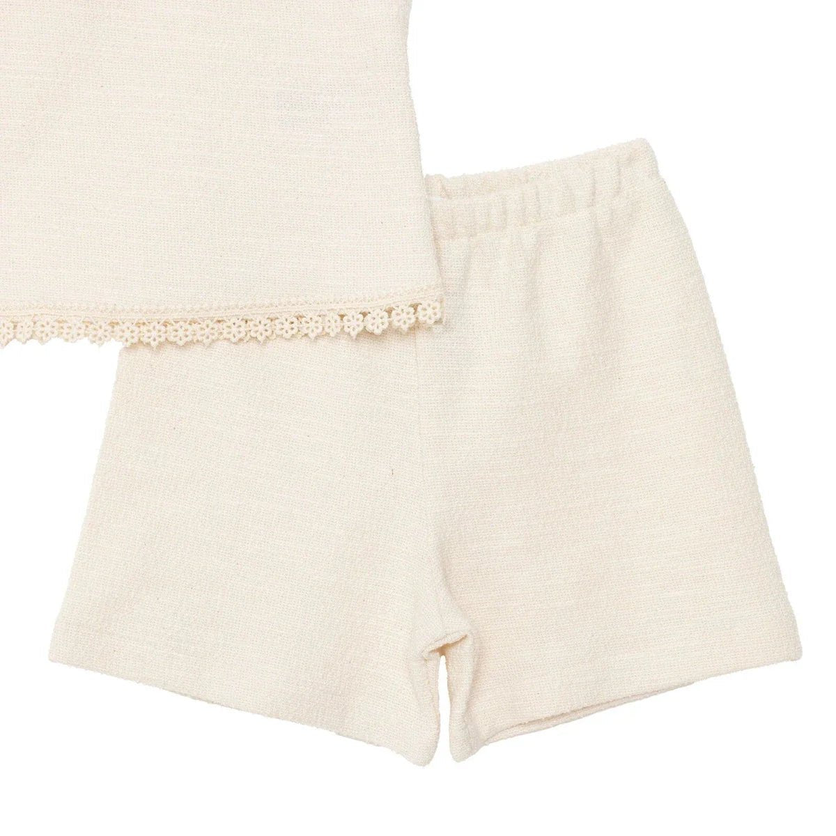HelloBaby Girls Blouse & Shorts Set Pastel Dreams Crew Neck Short Length Sleeveless - Ecru | Luxury Home Accessories | Heulog Glow