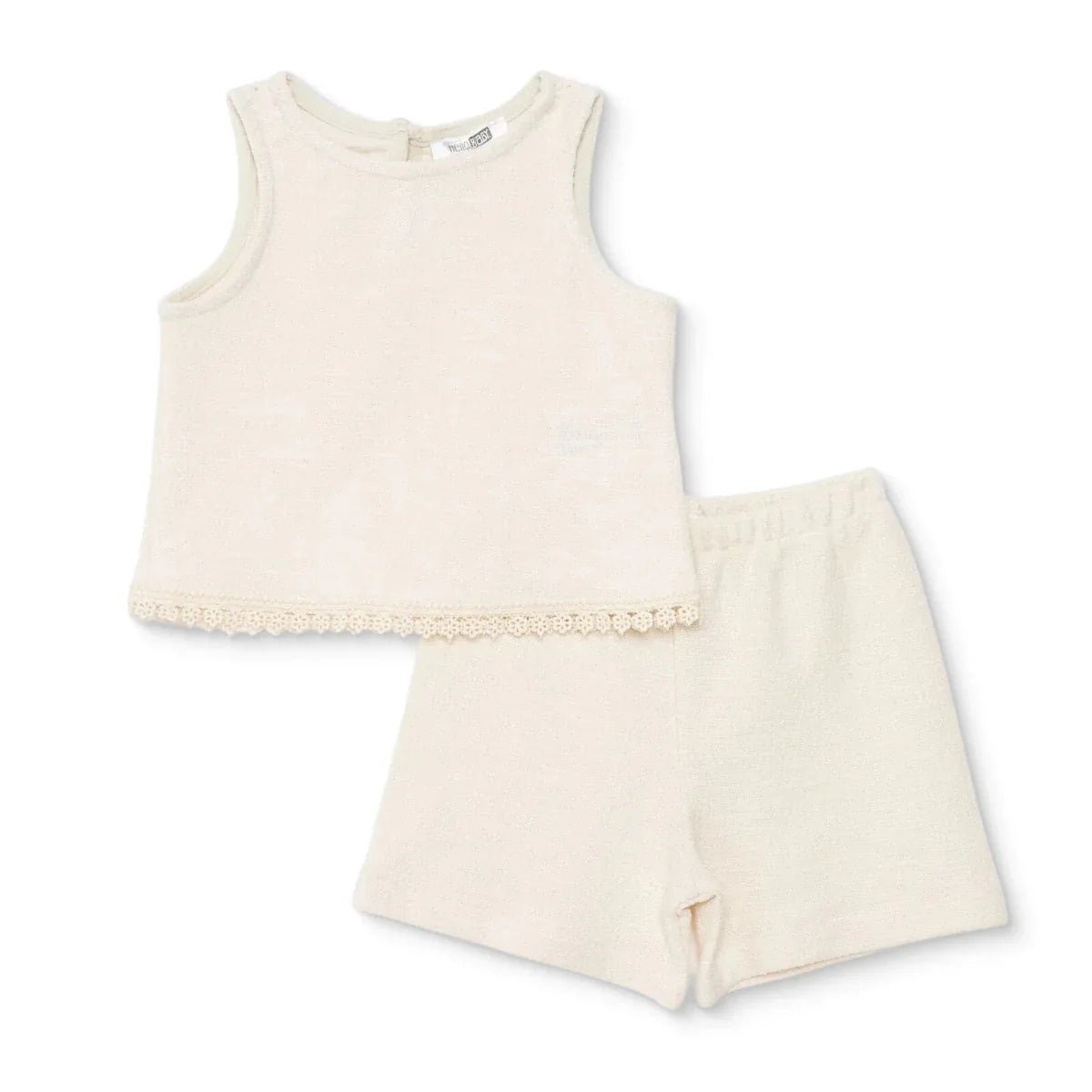 HelloBaby Girls Blouse & Shorts Set Pastel Dreams Crew Neck Short Length Sleeveless - Ecru | Luxury Home Accessories | Heulog Glow